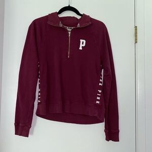 🍄 PINK Victoria’s Secret Maroon Quarter Zip Sweater
